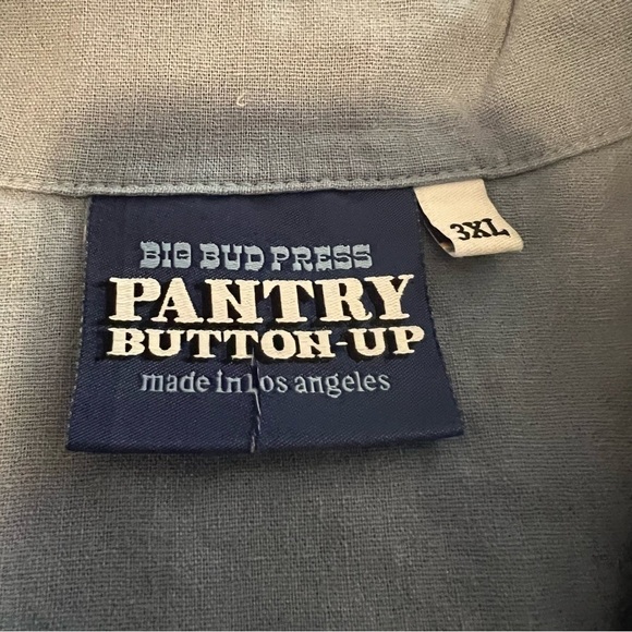 NEW Big Bud Press Linen Blend Pantry Button Up Top in Blue Sz 3XL - Picture 7 of 12